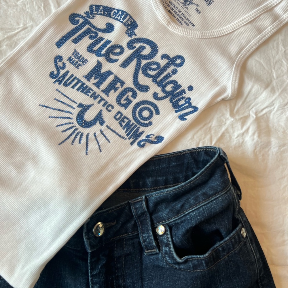 True Religion Dark Blue Denim Jeans Section Becky Seat